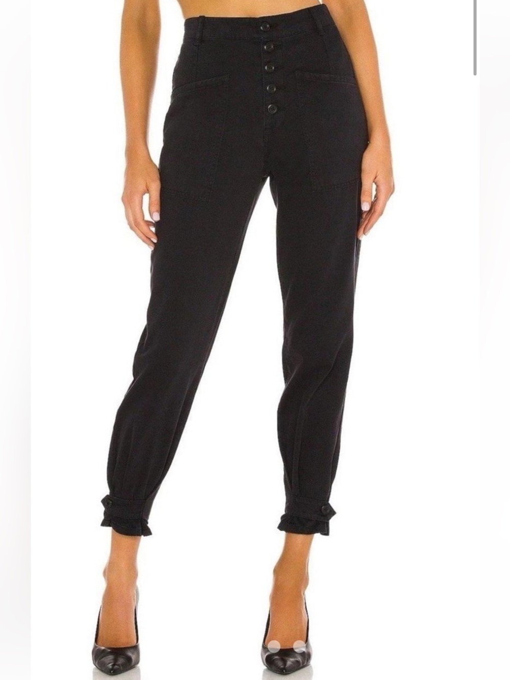 Pistola Tammy High Rise Black Trouser Pants Button Fly Baggy